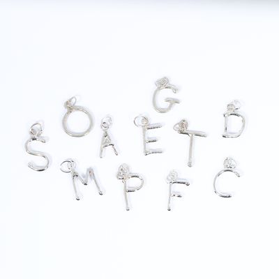 Silver Round Wire Initial Pendant &amp; Chain