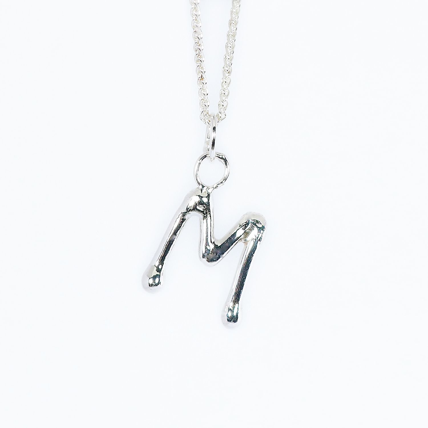 Silver Round Wire Initial Pendant &amp; Chain
