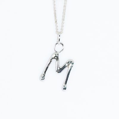 Silver Round Wire Initial Pendant &amp; Chain