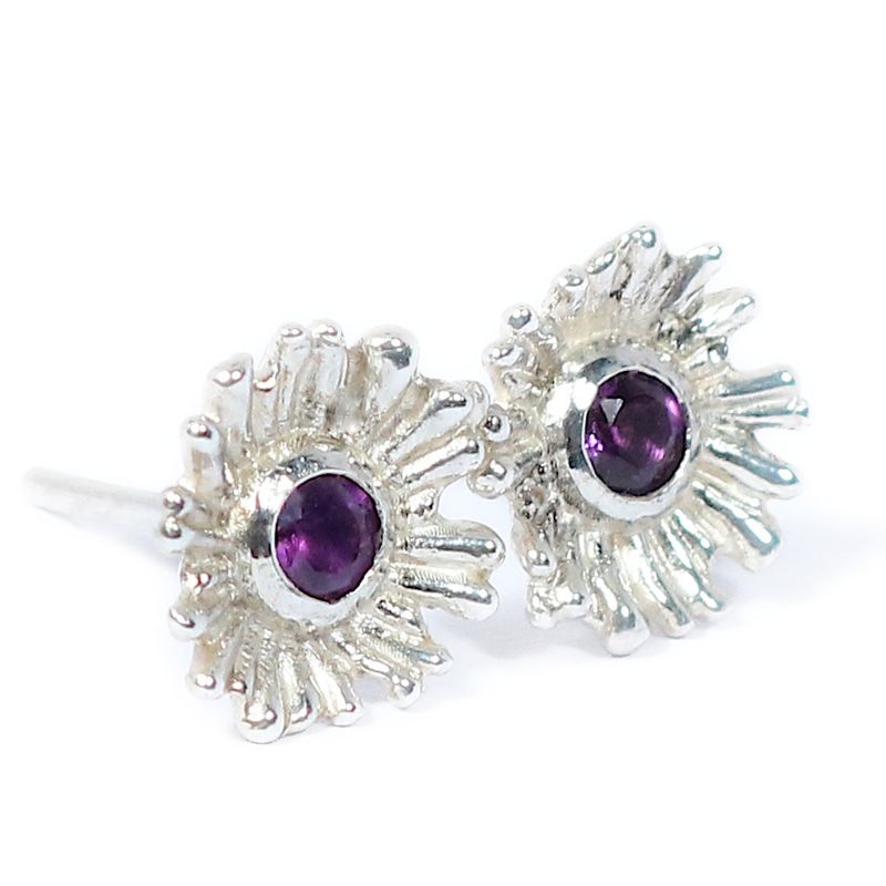 Silver Amethyst Senetti Stud Earrings
