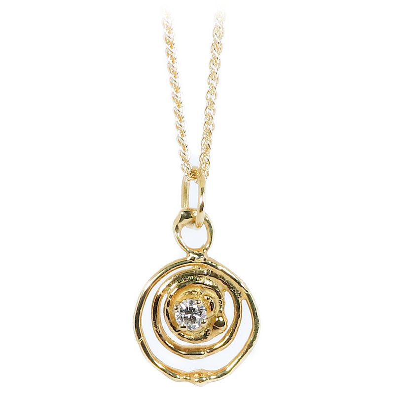 9ct Gold Claw Set Diamond Montana Swirl Pendant (13mm diameter)