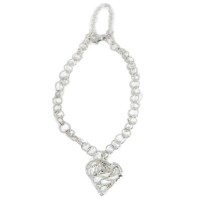 Silver Original Jane Watling Ex/Ex Fine Fused Bracelet &amp; Birdsnest Heart + Free Stud Earrings