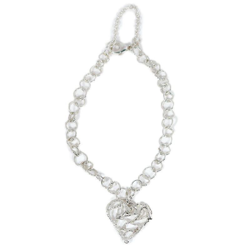 Silver Original Jane Watling Ex/Ex Fine Fused Bracelet &amp; Birdsnest Heart + Free Stud Earrings