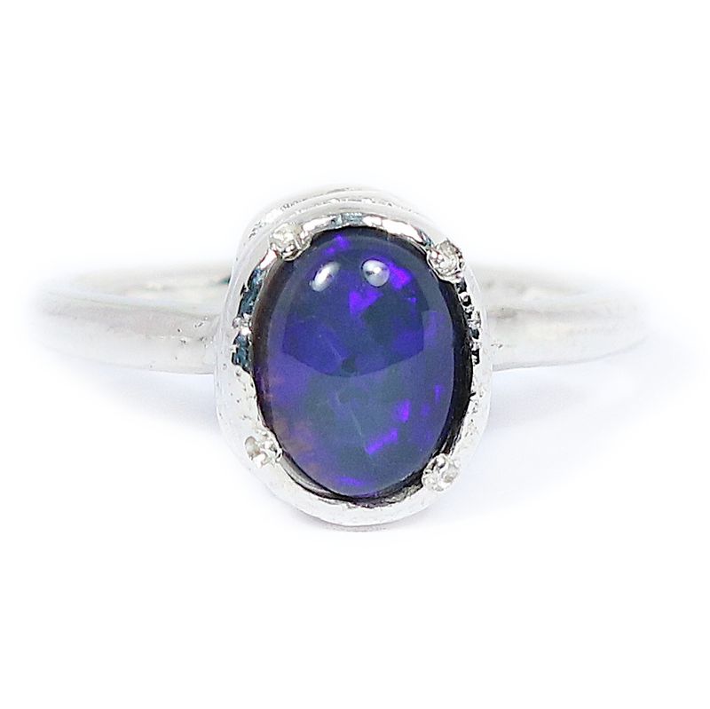 Silver Black Opal Tutti Fruiti Ring