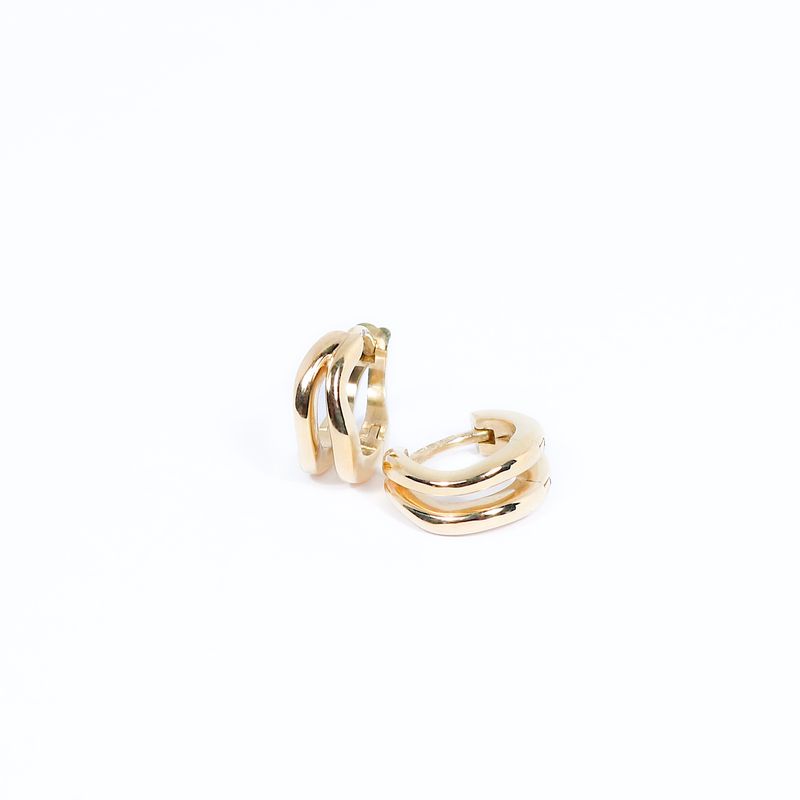 14ct Yellow Gold Cyclone 2 Huggie Earrings
