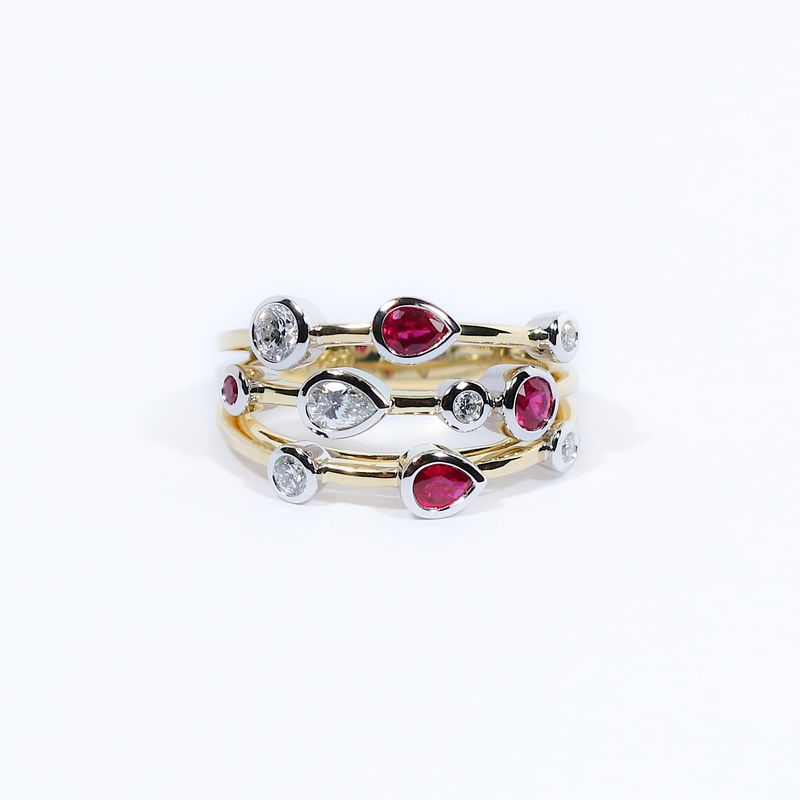18ct Yellow Gold &amp; Platinum Ruby &amp; Diamond  Elysia Ring