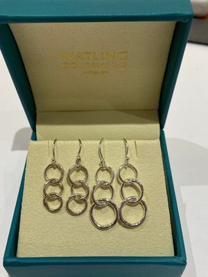 ​Silver 10mm Cyclone 3 Drop Earrings