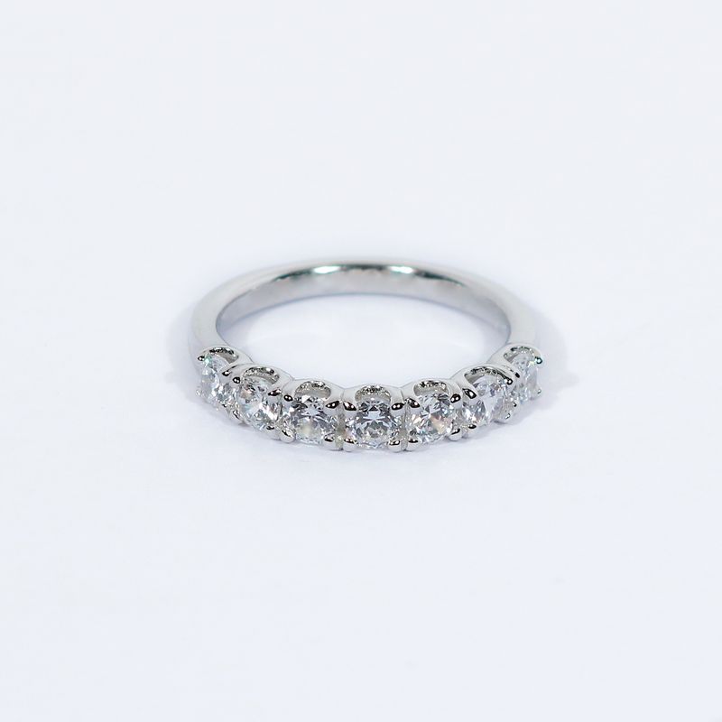 Double Claw-Set Half Eternity Diamond Ring