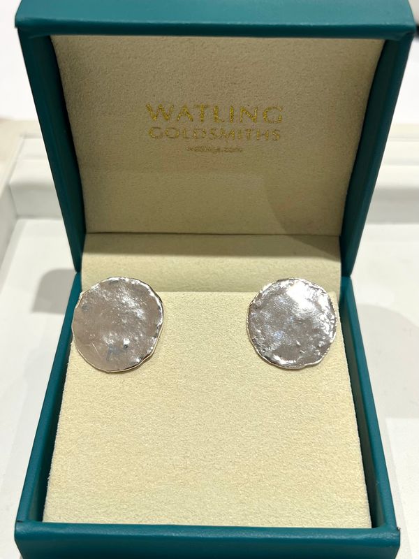 Silver Disc Stud Earrings (22-23mm diameter)