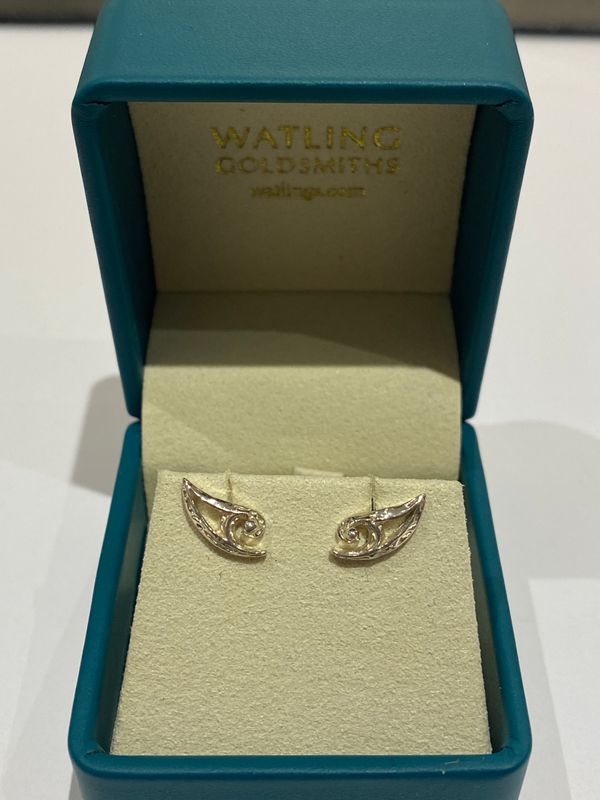 ​Silver Ocean Wave Stud Earrings