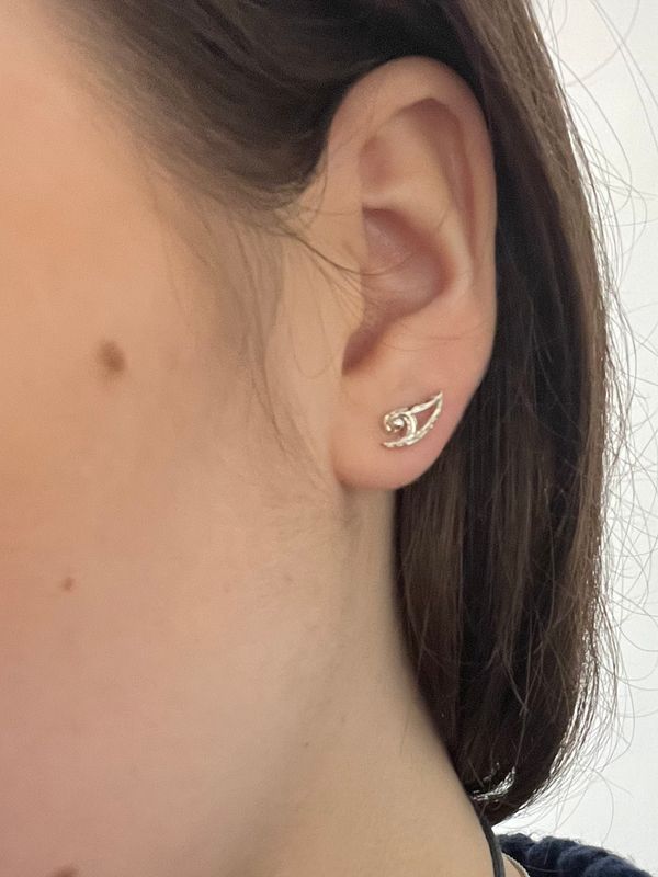 ​Silver Ocean Wave Stud Earrings