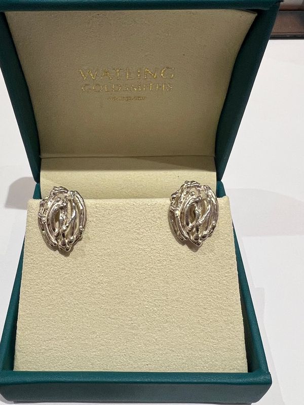 Silver Birdsnest Stud Earrings 20mm