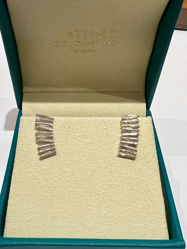 Silver Stick Stud Earrings