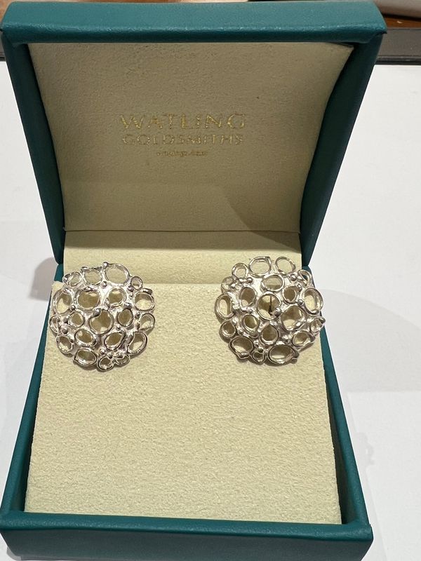 Silver Open Fused  Stud Earrings (25mm wide)