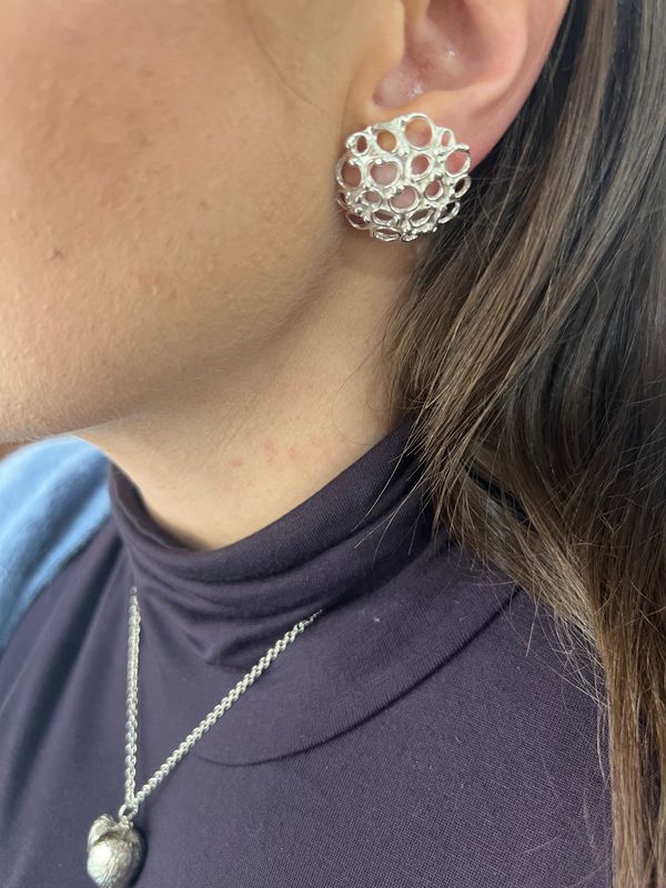 Silver Open Fused  Stud Earrings (25mm wide)