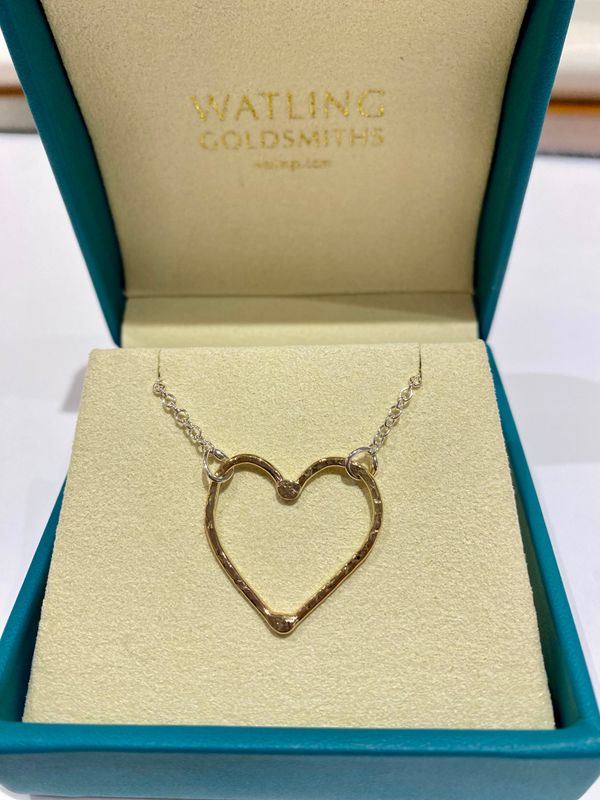 14ct Yellow Gold &amp; Silver 25mm Heart Necklace