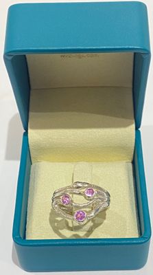 Silver Pink Sapphire Twister Ring