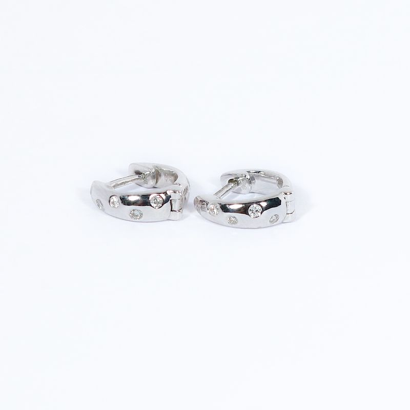 9ct White Gold Diamond  Huggie Hoops