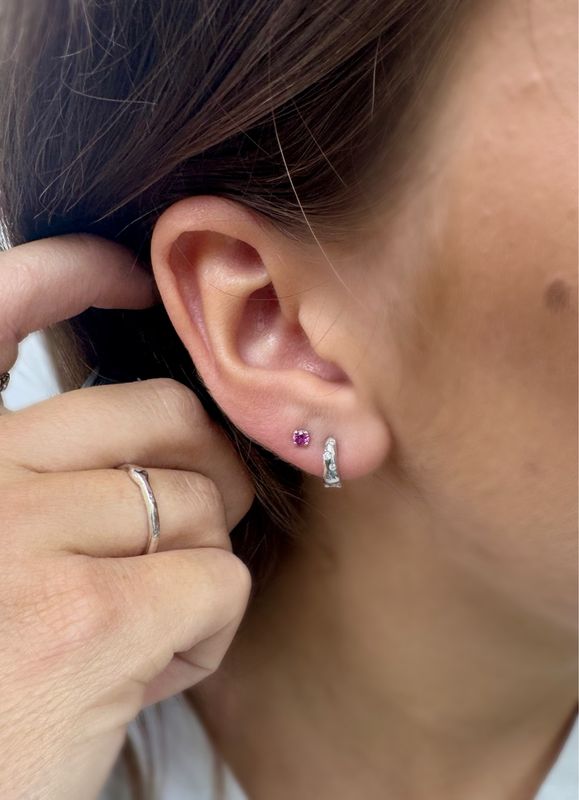 9ct White Gold Diamond  Huggie Hoops