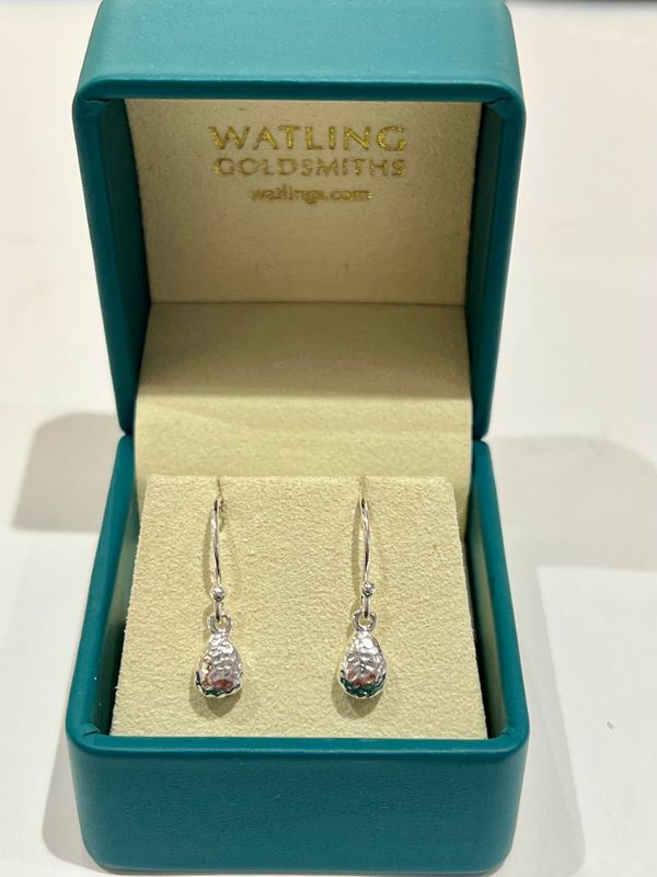 Silver Pebble Drop Earrings