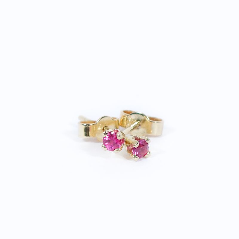 9ct Yellow Gold Claw Set Pink Sapphire Stud Earrings