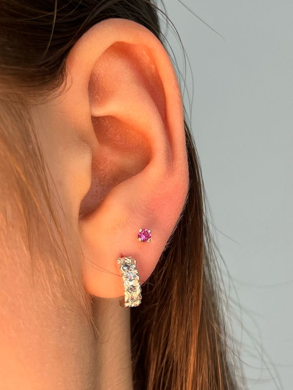 9ct White Gold Claw Set Pink Sapphire Stud Earrings