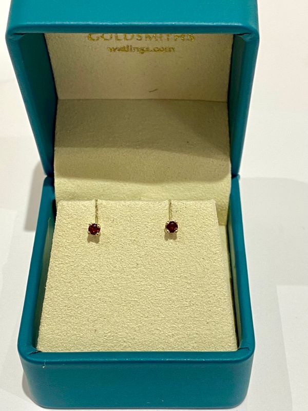 9ct Yellow Gold Claw Set Garnet Stud Earrings