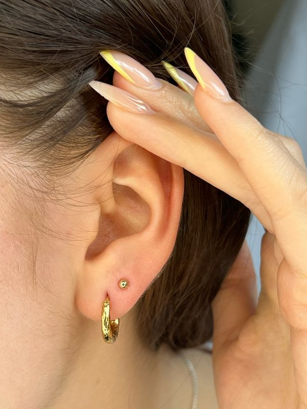 Silver &amp; 18ct Yellow Gold Bead Stud Earrings