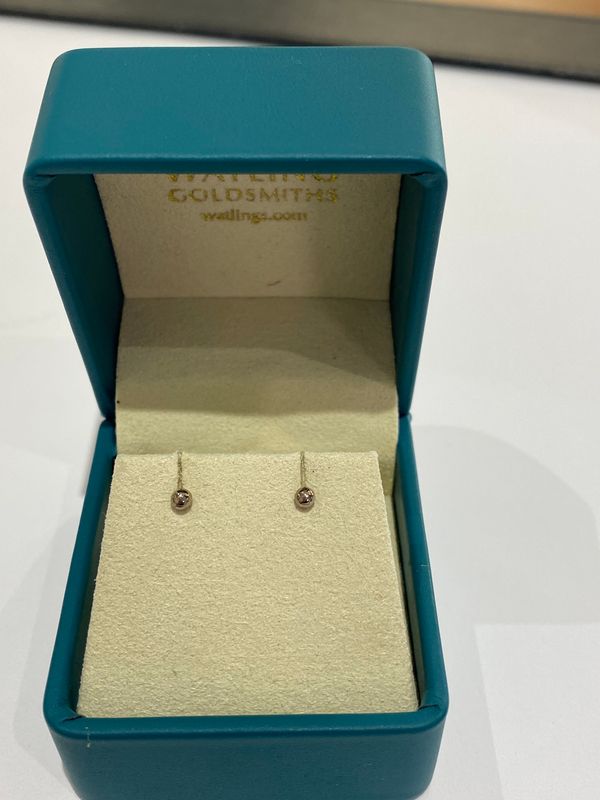 Silver &amp; 18ct White Gold Bead Stud Earrings