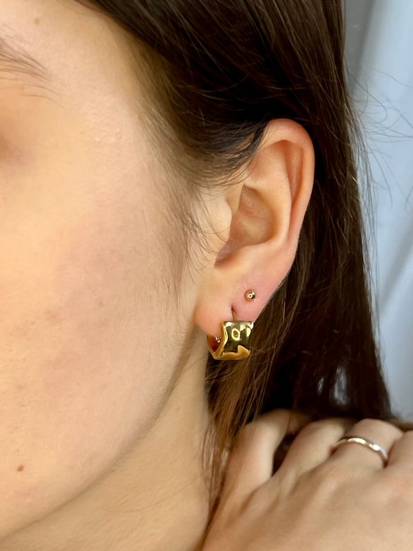 Silver &amp; 18ct Gold Plated Typhoon Huggie Hoop Earrings