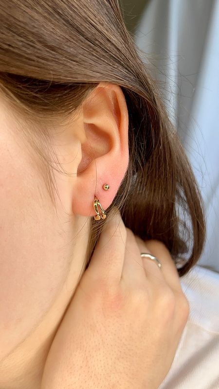 Silver &amp; 18ct Yellow Gold Plated Cyclone 2 Huggie Earrings