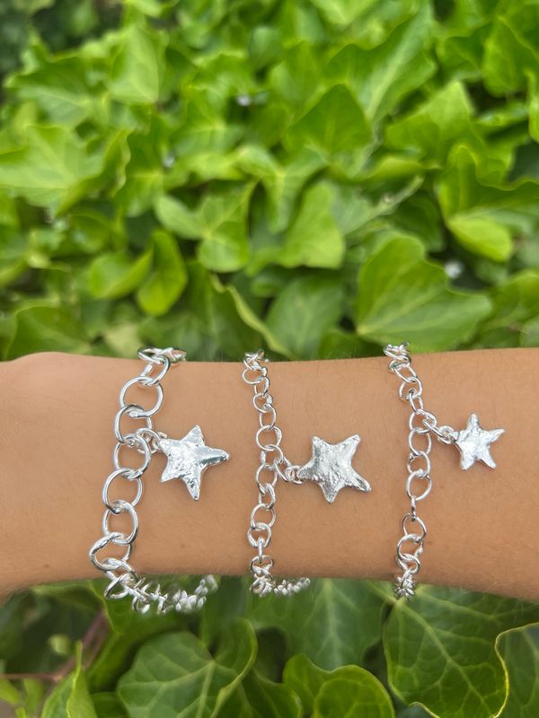 Silver Original Jane Watling Fine Fused Bracelet &amp; Star Charm (10mm wide)
