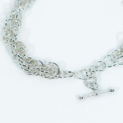 Silver Fine Entwine T-Bar Bracelet