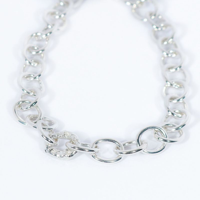 Silver Fleur Oval Link Bracelet 7,5"