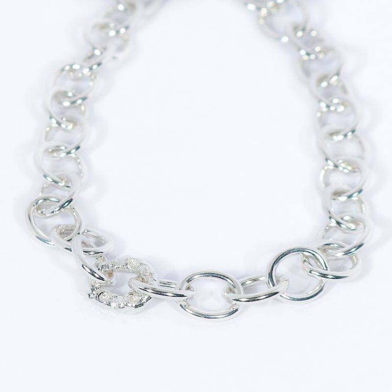 Silver Fleur Filigree Oval Link Bracelet 8"