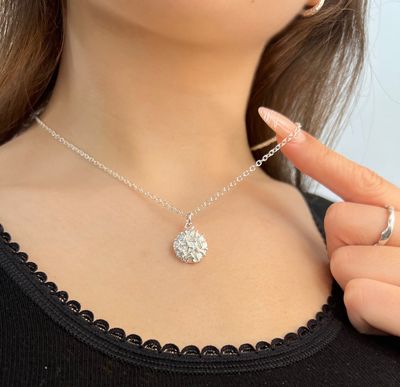 Silver Lined Filigree Pendant and Chain (15mm width)