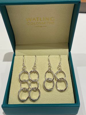 ​Silver  Cyclone 3 Drop Earrings- 50mm