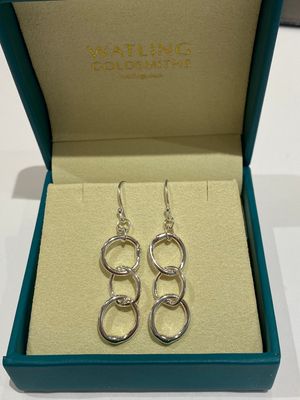 ​Silver  Cyclone 3 Drop Earrings- 50mm