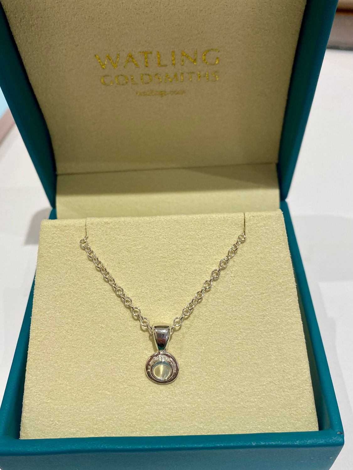 Silver Moonstone Cyclone Pendant &amp; Chain