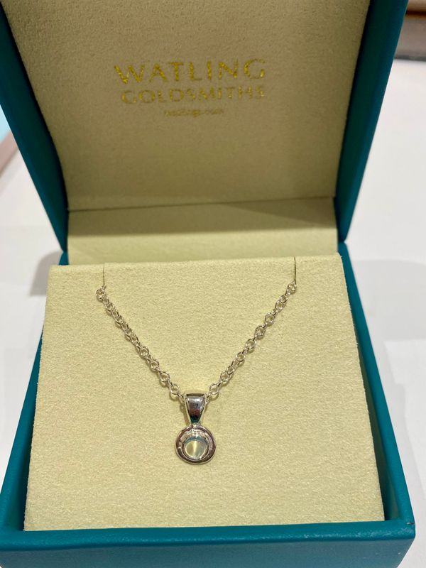 Silver Moonstone Cyclone Pendant &amp; Chain