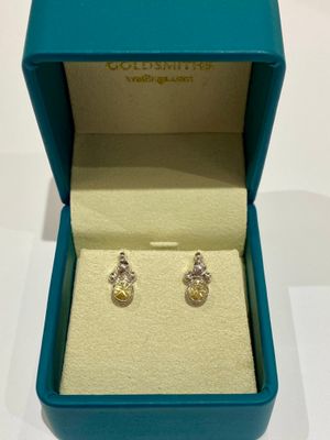 Silver Yellow Sapphire Champagne Stud Earrings