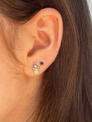 Silver Yellow Sapphire Champagne Stud Earrings