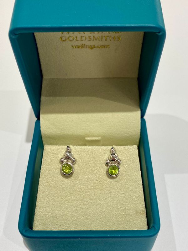 Silver Peridot Champagne Stud Earrings