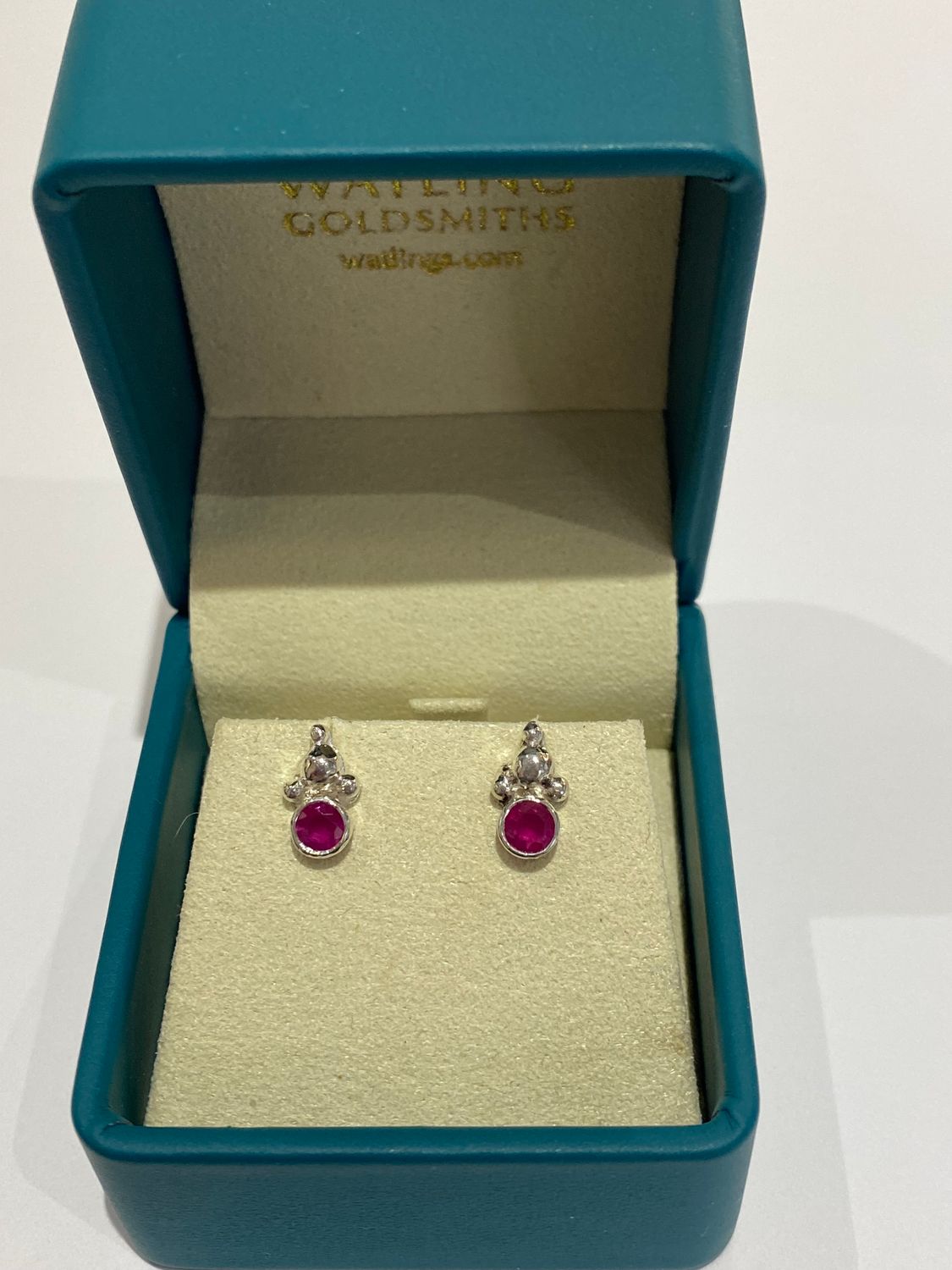 Silver Ruby Champagne Stud Earrings