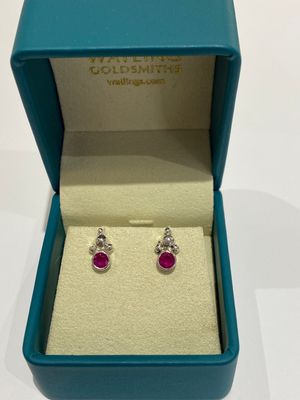 Silver Ruby Champagne Stud Earrings
