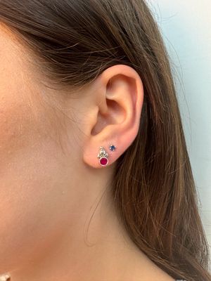 Silver Ruby Champagne Stud Earrings