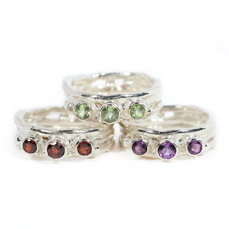 Silver Blue Sapphire Cyclone 3 Ring
