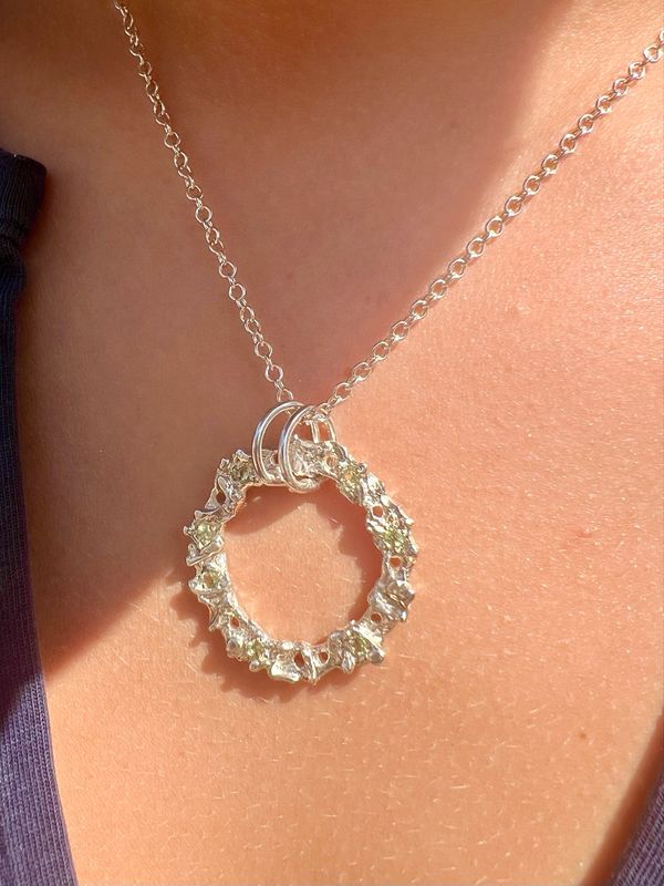 Silver Peridot Filigree Pendant