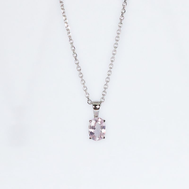 Platinum Pale Pink Sapphire Claw Set Pendant