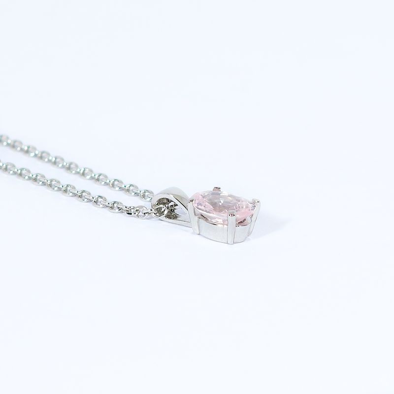 Platinum Pale Pink Sapphire Claw Set Pendant
